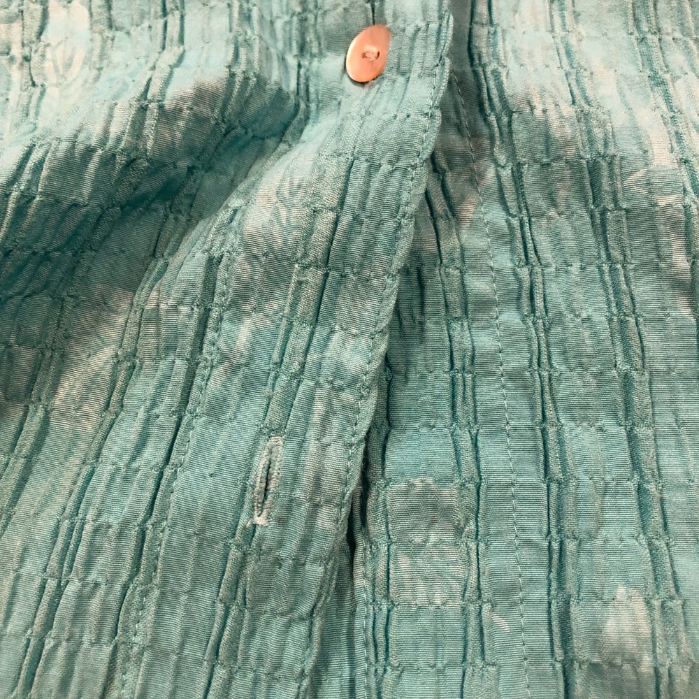 Coldwater Creek Women’s Short Sleeve Collared Crinkled Turquoise Top size XL - Picture 8 of 9